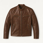 Men's Fitted Faux Leather Jacket – Zip Pockets