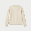 Women's Cable Knit Sweater – Crew Neck, Cropped