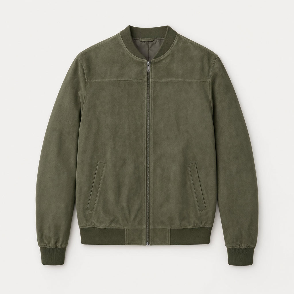 Men's Washed Bomber Jacket – Ribbed Trim