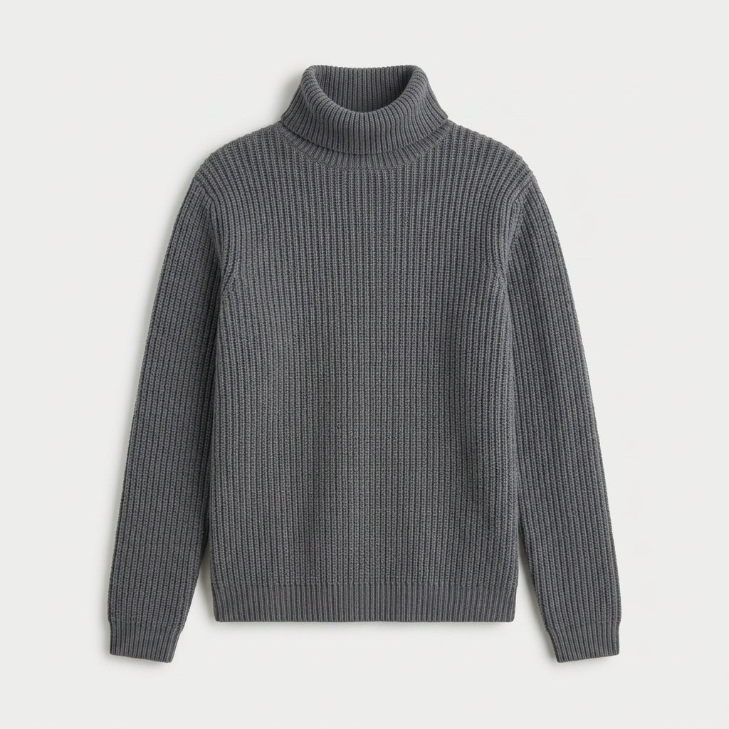 Women's Ribbed Chunky Knit Turtleneck Sweater – Relaxed Fit