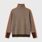 Women's Herringbone Funnel Neck Sweater – Sporty Stripe, Color-Block Trims