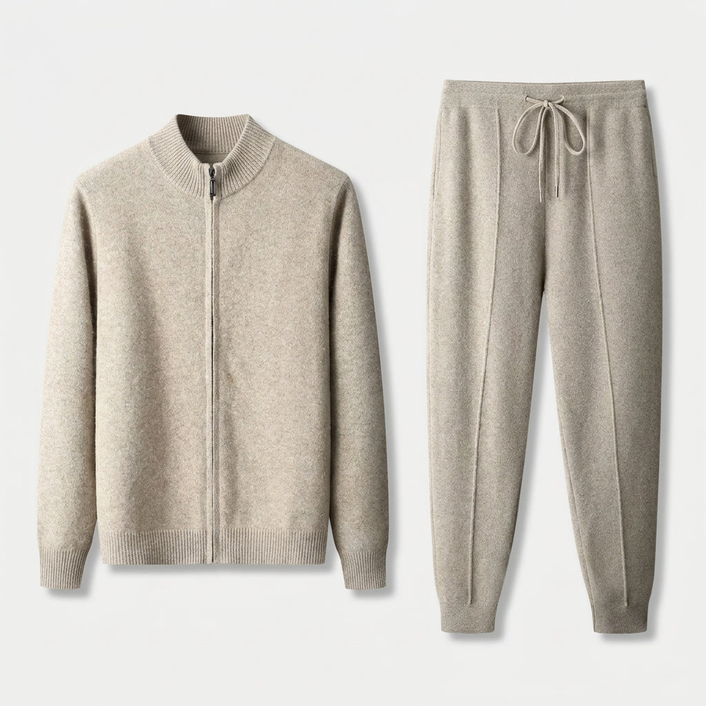 Men's Cashmere Zip Cardigan & Jogger Set – Relaxed Fit