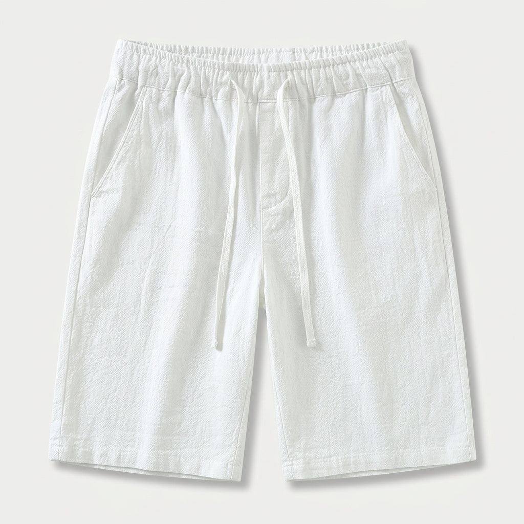 Men's Textured Cotton Drawstring Shorts – Elastic Waist