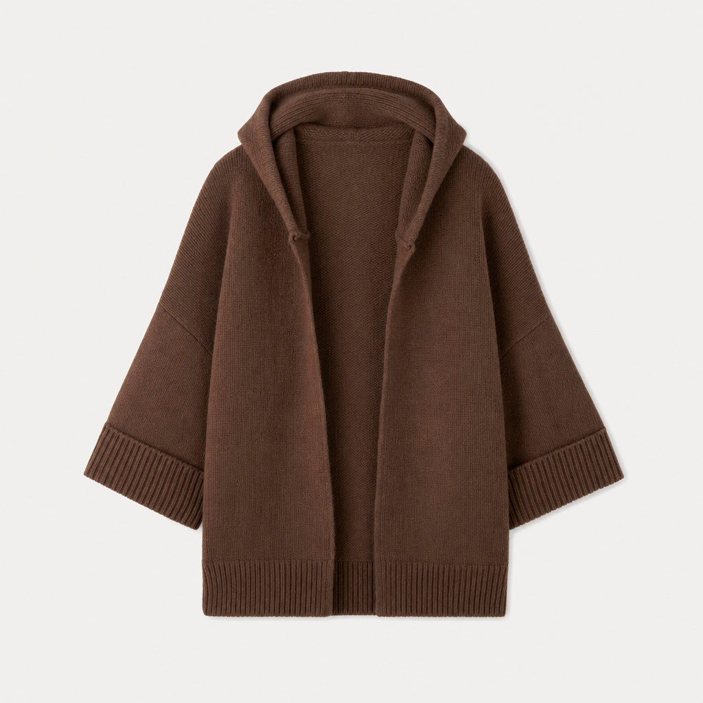 Women's Hooded Open Oversized Cardigan – 3/4 Sleeves