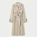 Women's Longline Trench Coat – Double-Breasted, Belted