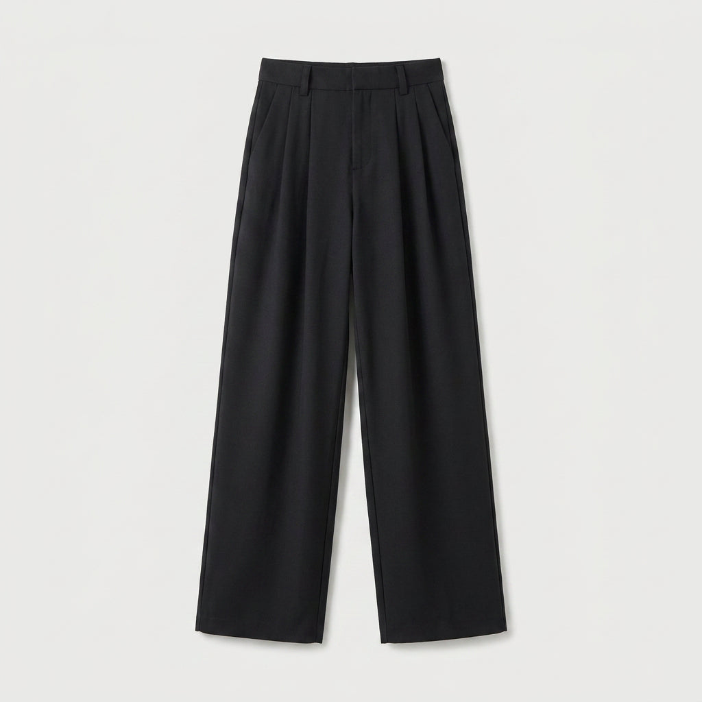 Women's Pleated Wide-Leg Trousers – High Waist