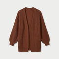 Women's Chunky Knit Cardigan – Open Front, Balloon Sleeve