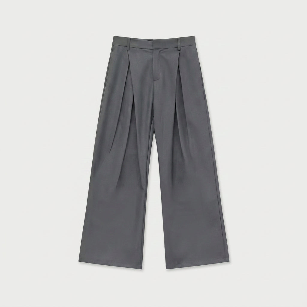Men's Tailored Wide-Leg Pleated Trousers – Relaxed Fit