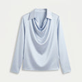 Women's Satin Long Sleeve Blouse – Cowl Neck