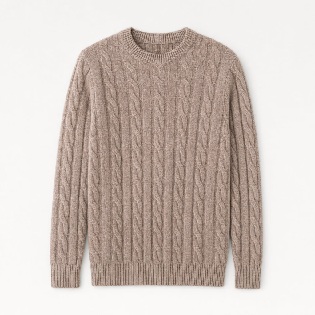 Men's Classic Cable Knit Crew Sweater – Textured