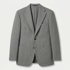 Men's Herringbone Two-Button Blazer – Textured Wool Blend