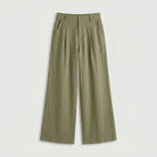 Women's Linen-Blend Wide-Leg Pants – Pleated, High Rise