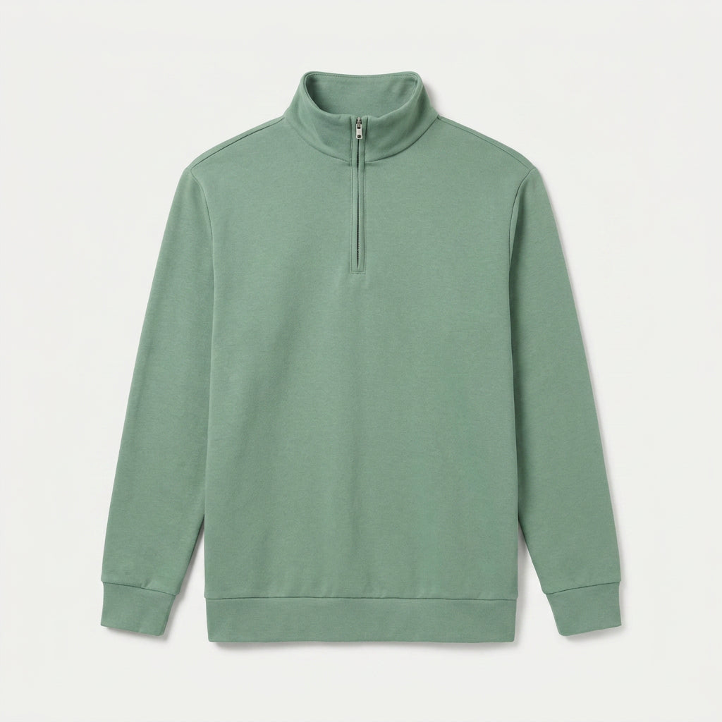 Men's Quarter-Zip Sweatshirt – Stand Collar, Brushed Fleece