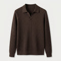 Men's Ribbed Knit Polo Sweater – Open Collar