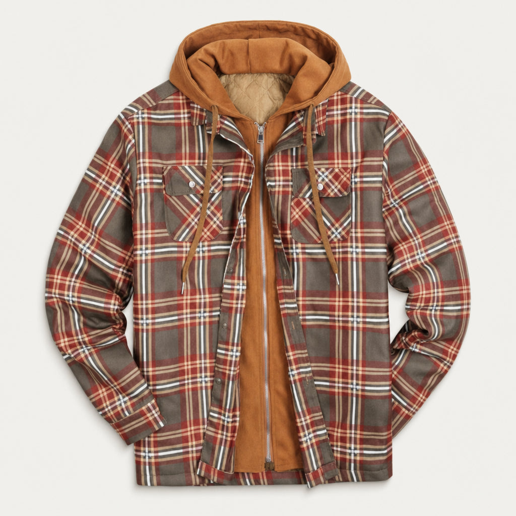 Men's Plaid Hooded Shirt Jacket – Quilted Lining