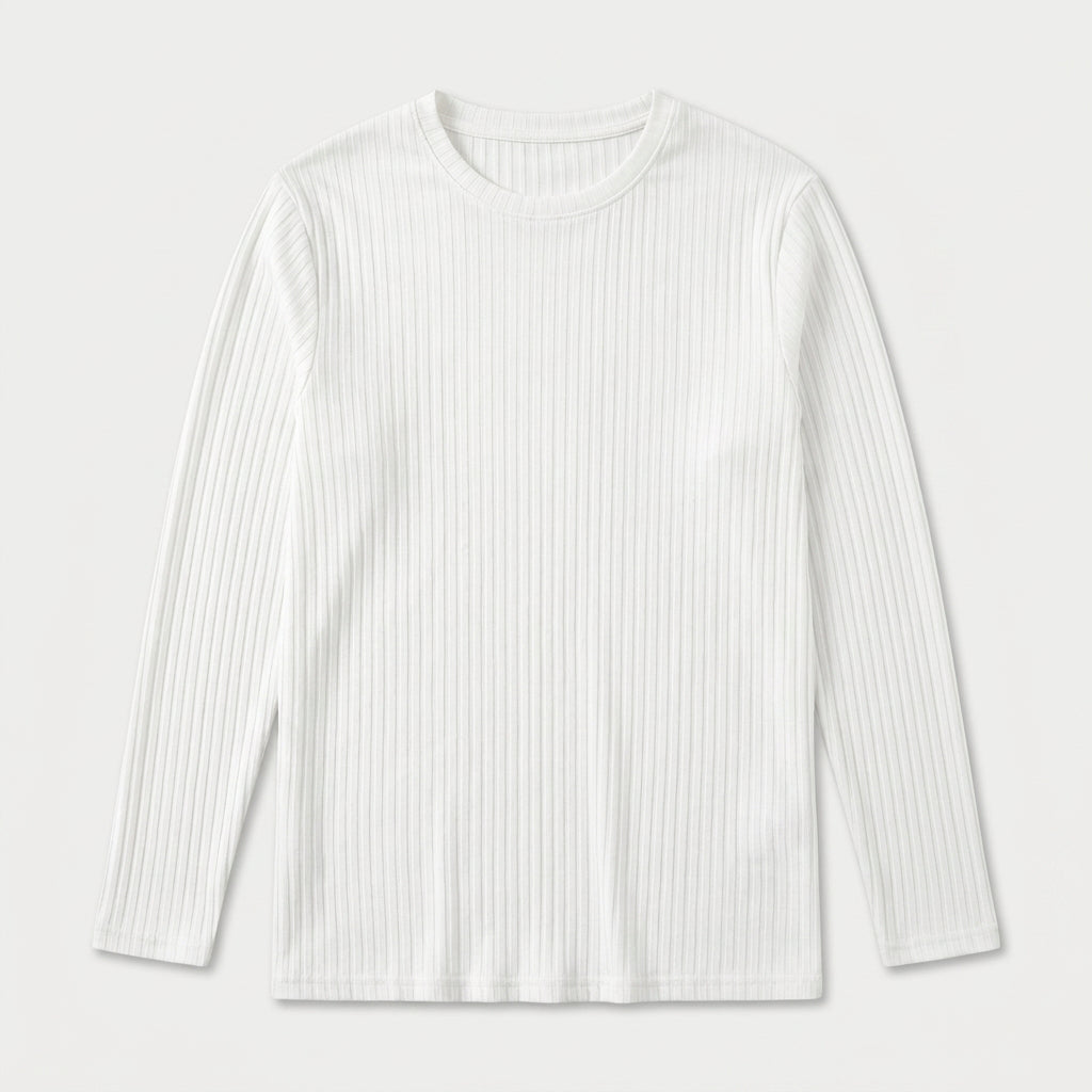 Men's Ribbed Long Sleeve Crew Neck Sweatshirt – Slim Fit