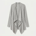 Women's Waterfall Cardigan – Ribbed Knit, Draped Front