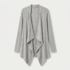 Women's Waterfall Cardigan – Ribbed Knit, Draped Front