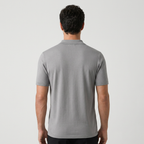 Light blue knit polo back