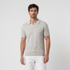 White knit polo front