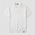 Black knit polo flatlay
