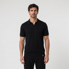 Beige knit polo front