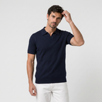 Grey knit polo front