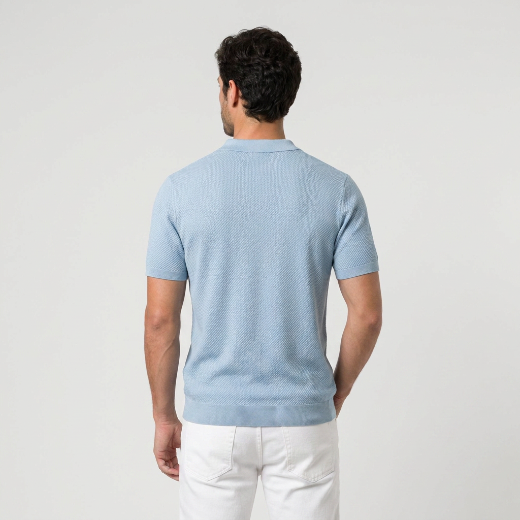 Navy knit polo back