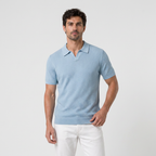 Navy knit polo front